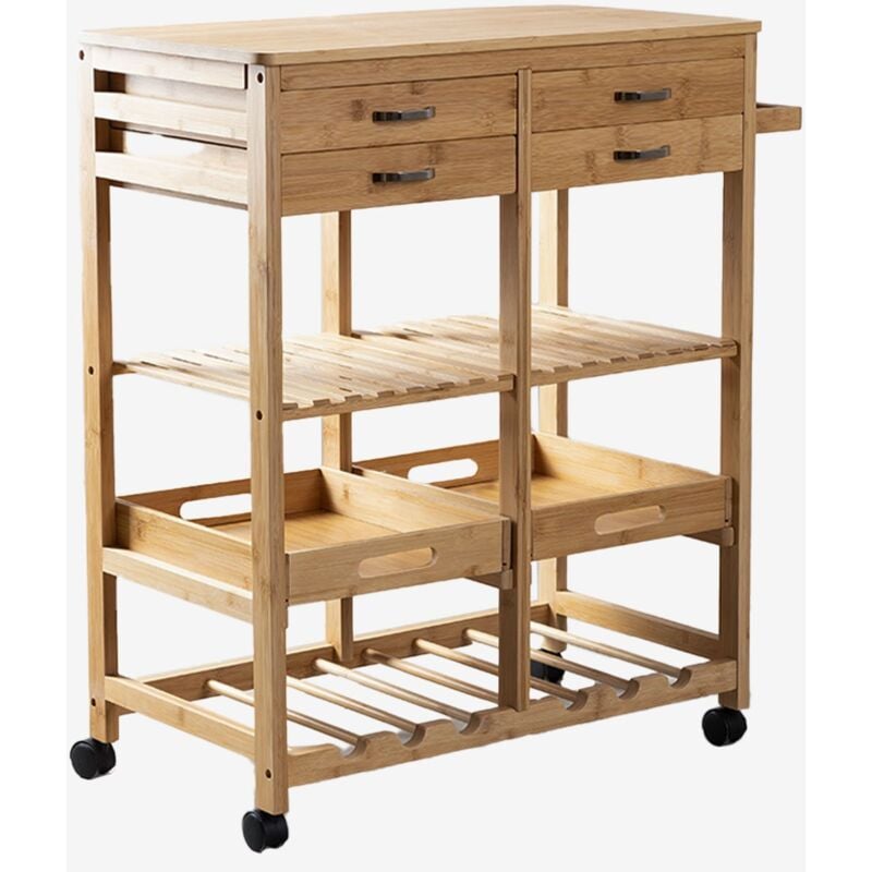 Sklum - Chariot de cuisine en bambou Sutton