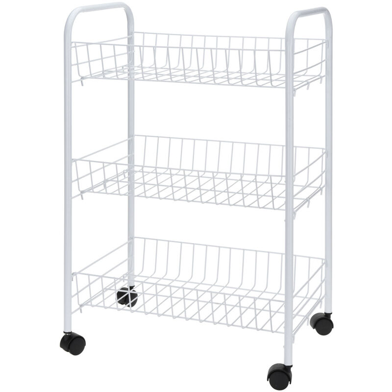 Excellent - Chariot de cuisine, étagère pour ustensiles - 3 niveaux, blanc