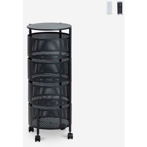 AHD AMAZING HOME DESIGN Chariot de cuisine fruits légumes 4 paniers pivotants moderne Rodin L - Noir