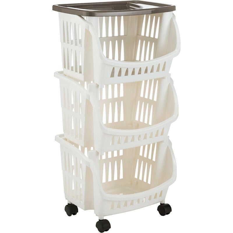 Bama - Chariot de cuisine - l 39,5 x l 30 x h 77 cm - Taupe et blanc - Livraison gratuite