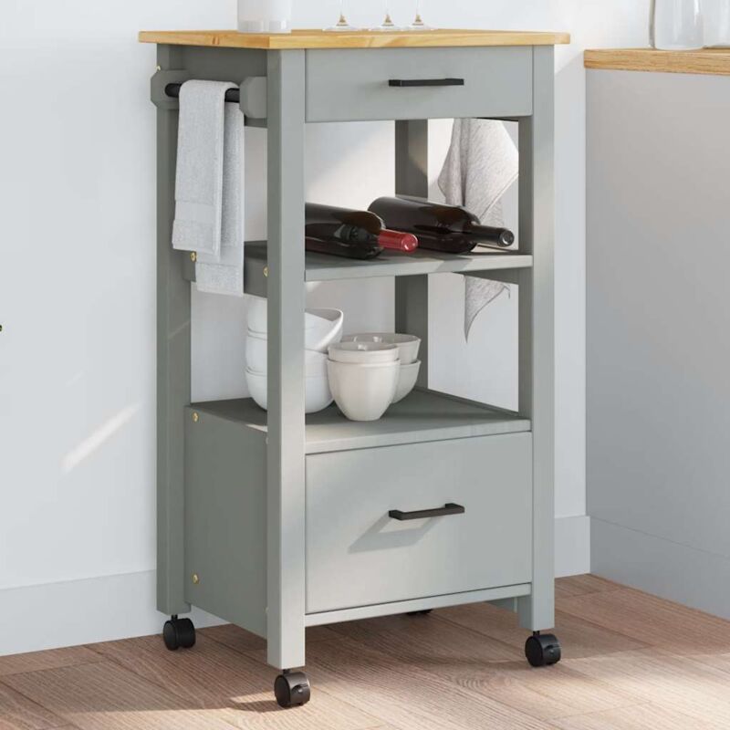 Chariot de cuisine monza 48x40x90 cm bois massif de pin Vidaxl
