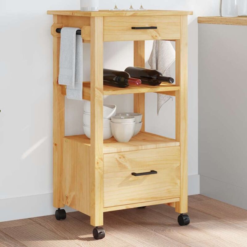 Chariot de cuisine monza 48x40x90 cm bois massif de pin Vidaxl