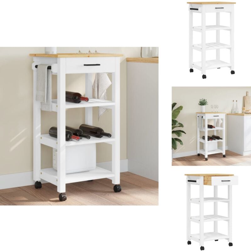 Vidaxl - Chariot de cuisine monza 48x40x90 cm bois massif de pin - Chariot De Cuisine - Chariot à Légumes - Meuble De Rangement - Mobilier De Cuisine