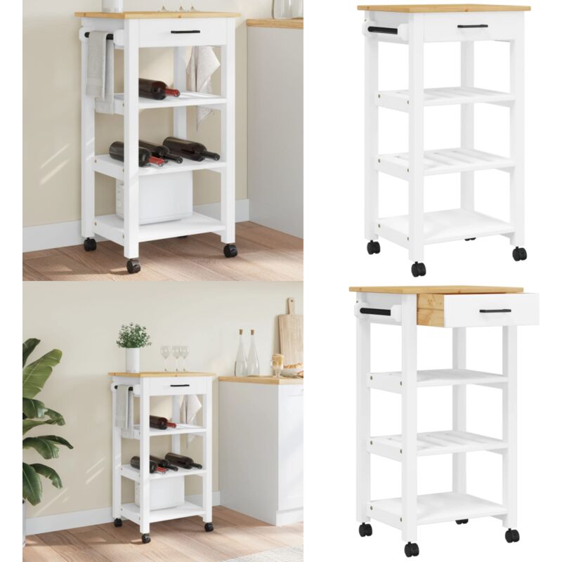 Vidaxl - Chariot de cuisine monza 48x40x90 cm bois massif de pin - Chariot De Cuisine - Chariot à Légumes - Meuble De Rangement - Mobilier De Cuisine