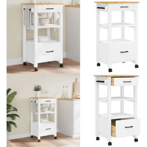 Chariot de cuisine MONZA 48x40x90 cm bois massif de pin - Chariot De Cuisine - Chariot À Légumes - Meuble De Rangement - Mobilier De Cuisine - Chariot Vintage - Home & Living