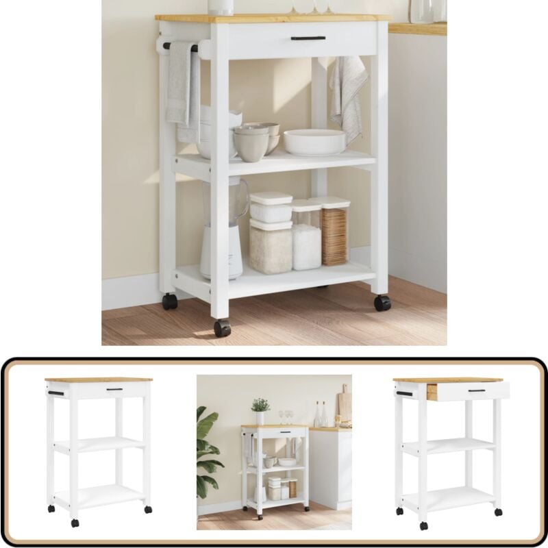 Vidaxl - Chariot de cuisine monza 60x40x90 cm bois massif de pin - Chariot De Cuisine - Chariot à Légumes - Meuble De Rangement - Mobilier De Cuisine