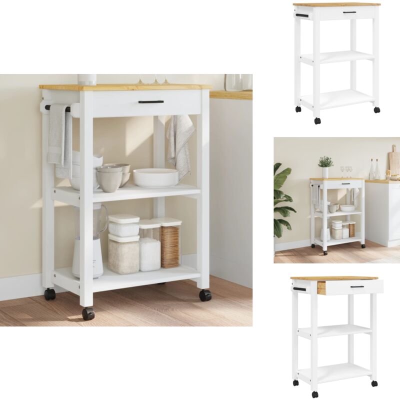 Vidaxl - Chariot de cuisine monza 60x40x90 cm bois massif de pin - Chariot De Cuisine - Chariot à Légumes - Meuble De Rangement - Mobilier De Cuisine
