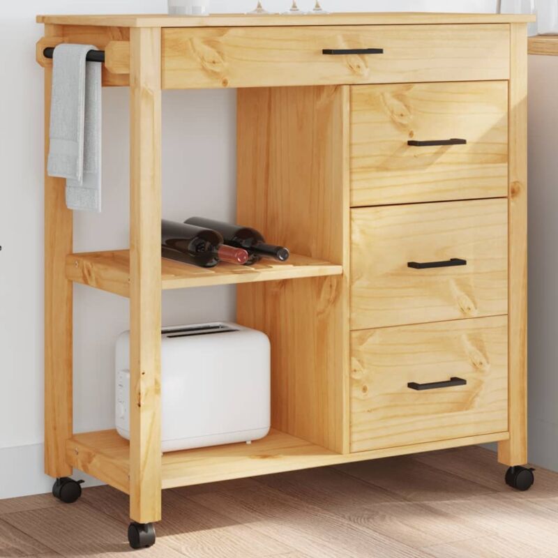 Vidaxl - Chariot de cuisine monza 84x40x90 cm bois massif de pin