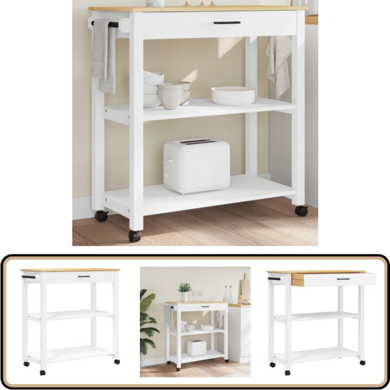 Vidaxl - Chariot de cuisine monza 84x40x90 cm bois massif de pin - Chariot De Cuisine - Chariot De Rangement - Chariot à Légumes - Meuble De Cuisine