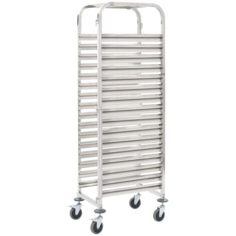 Chariot de cuisine pour 16 plateaux 38x55x163 cm Inox vidaXL