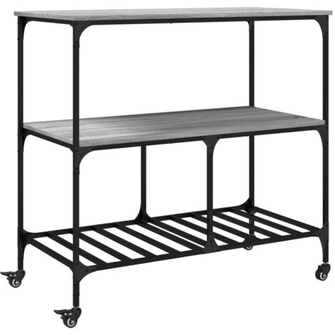 Chariot de cuisine sonoma gris 100x50x95 bois d'ingénierie