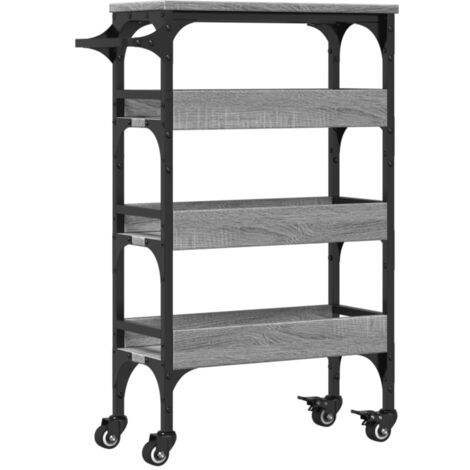 Chariot de cuisine sonoma gris 53x20x76 bois d'ingénierie