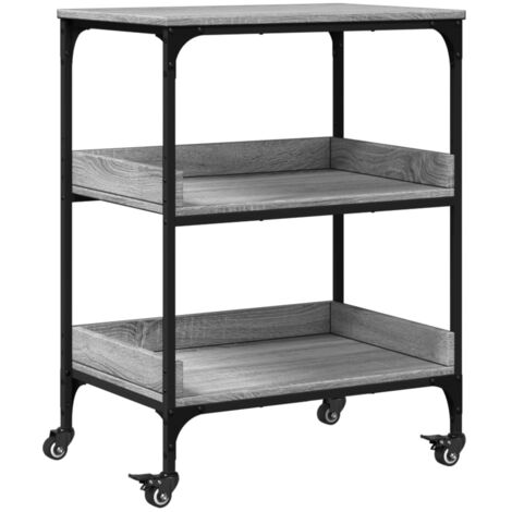 Chariot de cuisine sonoma gris 60x41x80,5 bois d'ingénierie