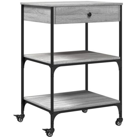 Chariot de cuisine sonoma gris 60x48x89,5 bois d'ingénierie