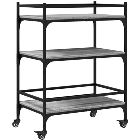 Chariot de cuisine sonoma gris 65x40x86,5 bois d'ingénierie