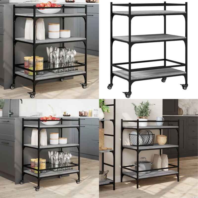 Vidaxl - Chariot de cuisine sonoma gris 65x40x86,5 cm bois d'ingénierie - Meuble De Cuisine - Chariot De Cuisine - Chariot à Légumes - Chariot De