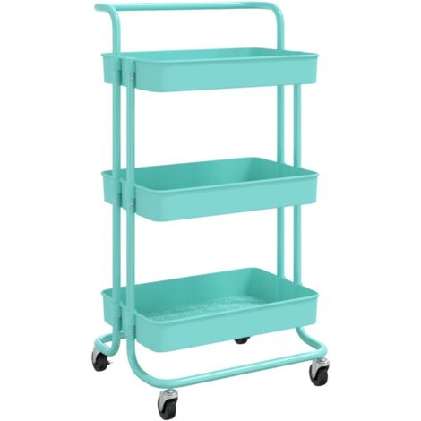 Chariot de cuisine，Chariot de Service，Desserte Cuisine 3 niveaux Turquoise 42x35x85 cm Fer et ABS CFW39128