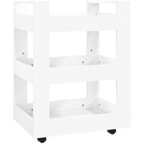 Chariot de cuisine，Chariot de Service，Desserte Cuisine Blanc 60x45x80 cm Bois d'ingénierie CFW11678