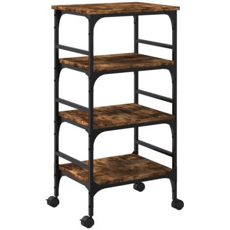 Chariot de cuisine，Chariot de Service，Desserte Cuisine chêne fumé 45x35x89,5 cm bois d'ingénierie CFW19105