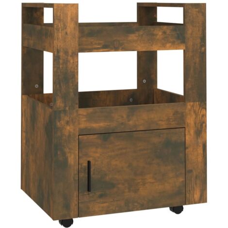 Chariot de cuisine，Chariot de Service，Desserte Cuisine Chêne fumé 60x45x80 cm Bois d'ingénierie CFW97164