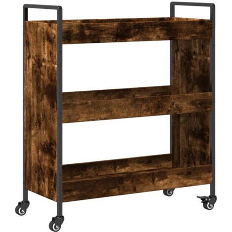 Chariot de cuisine，Chariot de Service，Desserte Cuisine chêne fumé 70x30x82 cm bois d'ingénierie CFW85206