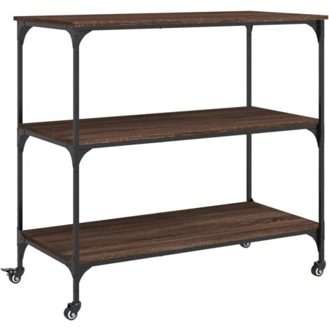 Chariot de cuisine，Chariot de Service，Desserte Cuisine chêne marron 102x50x95 cm bois d'ingénierie CFW27391