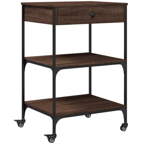 Chariot de cuisine，Chariot de Service，Desserte Cuisine chêne marron 60x48x89,5 cm bois d'ingénierie CFW47249