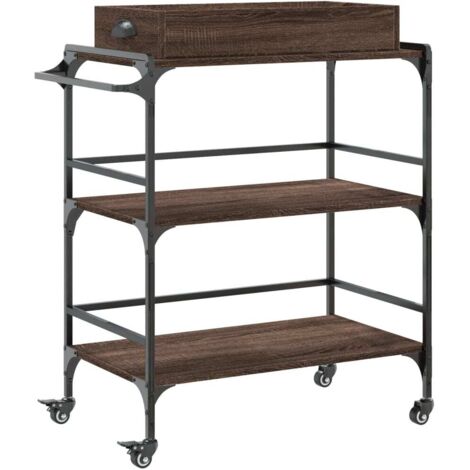Chariot de cuisine，Chariot de Service，Desserte Cuisine chêne marron 81,5x41x92,5 cm bois ingénierie CFW91538