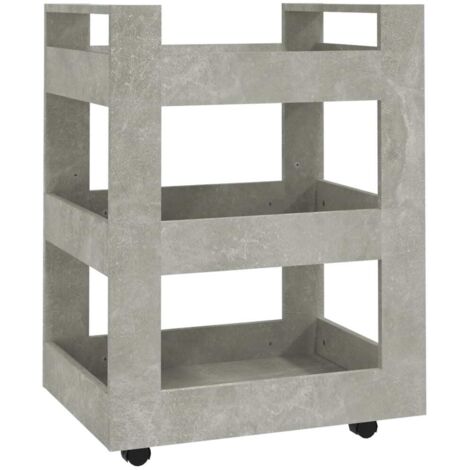 Chariot de cuisine，Chariot de Service，Desserte Cuisine Gris béton 60x45x80 cm Bois d'ingénierie CFW25983