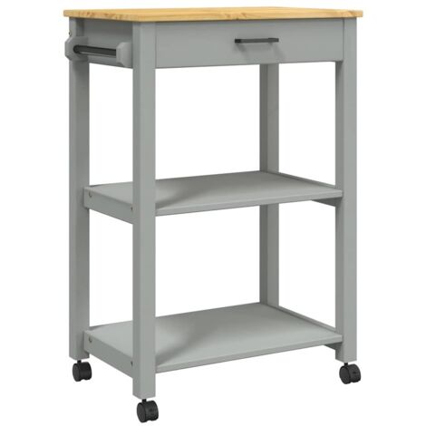 Chariot de cuisine，Chariot de Service，Desserte Cuisine MONZA 60x40x90 cm bois massif de pin CFW82025