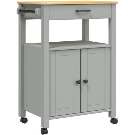 Chariot de cuisine，Chariot de Service，Desserte Cuisine MONZA 60x40x90 cm bois massif de pin CFW91465