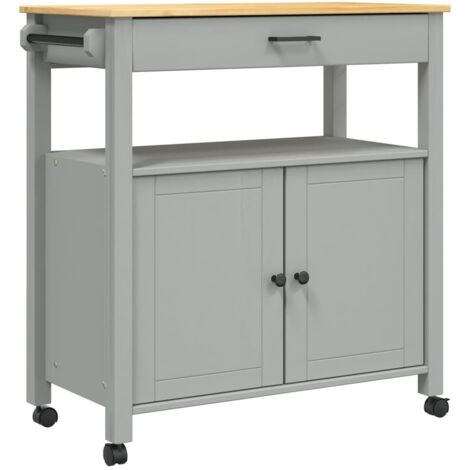 Chariot de cuisine，Chariot de Service，Desserte Cuisine MONZA 84x40x90 cm bois massif de pin CFW32933