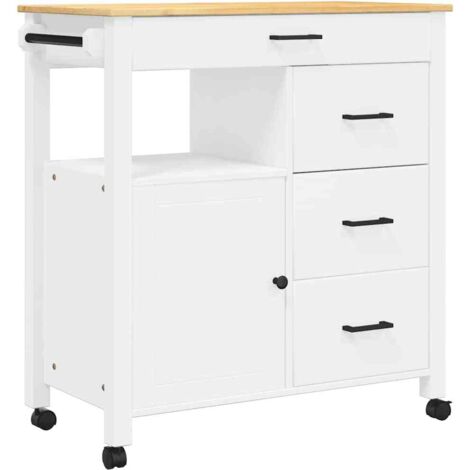 Chariot de cuisine，Chariot de Service，Desserte Cuisine MONZA 84x40x90 cm bois massif de pin CFW33490