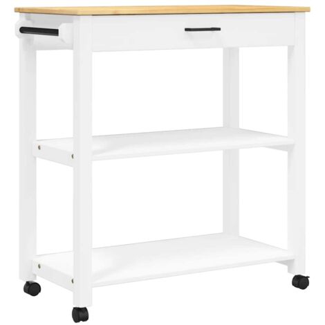 Chariot de cuisine，Chariot de Service，Desserte Cuisine MONZA 84x40x90 cm bois massif de pin CFW57962