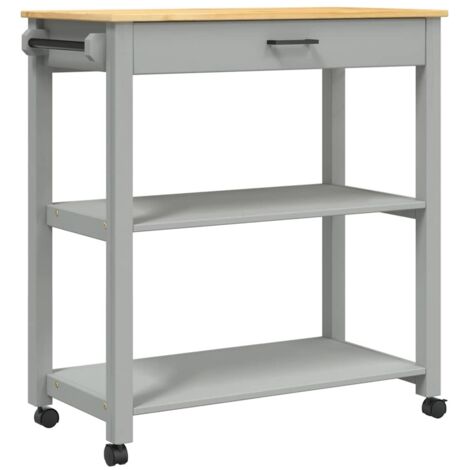 Chariot de cuisine，Chariot de Service，Desserte Cuisine MONZA 84x40x90 cm bois massif de pin CFW68267