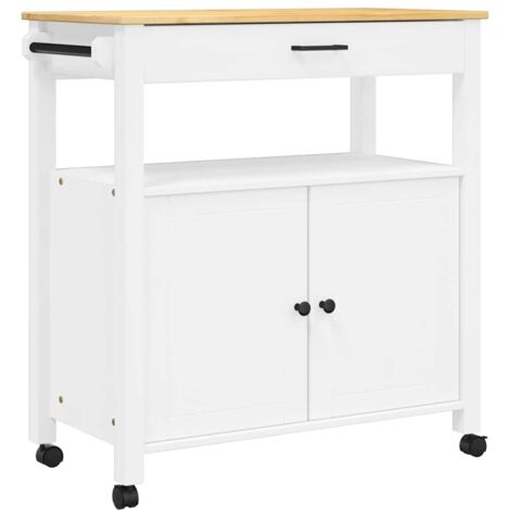 Chariot de cuisine，Chariot de Service，Desserte Cuisine MONZA 84x40x90 cm bois massif de pin CFW81854