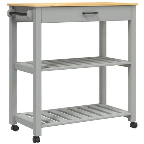Chariot de cuisine，Chariot de Service，Desserte Cuisine MONZA 84x40x90 cm bois massif de pin CFW95681