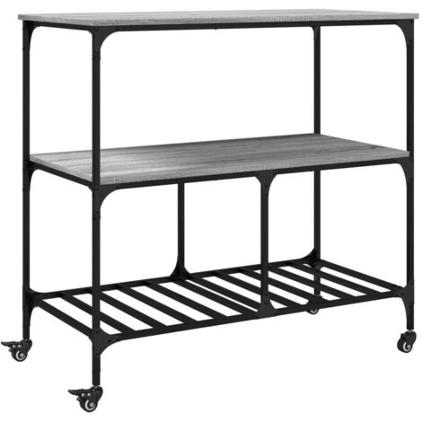 Chariot de cuisine，Chariot de Service，Desserte Cuisine sonoma gris 100x50x95 cm bois d'ingénierie CFW26785