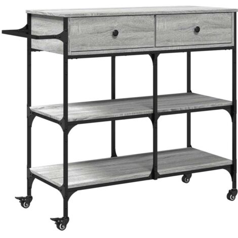 Chariot de cuisine，Chariot de Service，Desserte Cuisine sonoma gris 105x42x95 cm bois d'ingénierie CFW26154