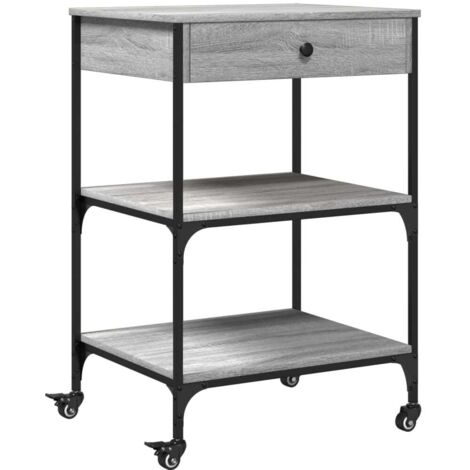 Chariot de cuisine，Chariot de Service，Desserte Cuisine sonoma gris 60x48x89,5 cm bois d'ingénierie CFW31345