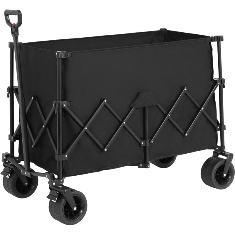 Chariot de jardin 109x54x83 cm, avec quatre roues tout-terrain, 300 l, tissu Oxford 600D, poignée réglable, chariot de plage pliable pour camping et