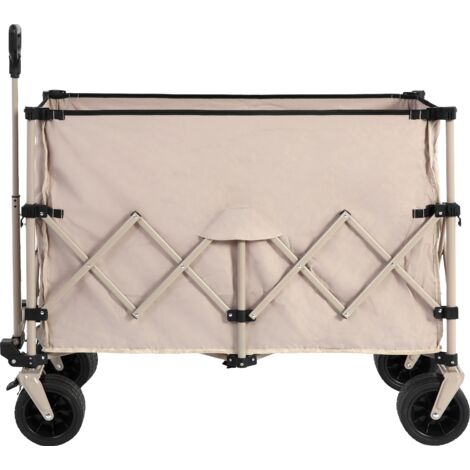 Chariot de Jardin 120kg Pliable 160L, Multifonction, Roues Pivotantes, Poignée Réglable