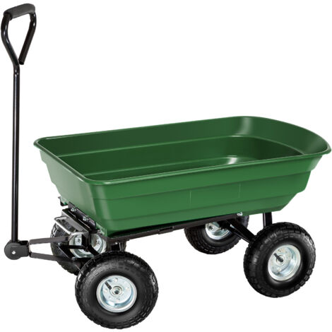 Chariot de jardin 300 kg avec benne basculante - chariot de transport a main, remorque de jardin, charette a bras sur maison - vert