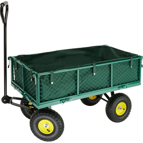 Chariot de jardin 350 kg - chariot de transport a main, remorque de jardin, charette a bras sur maison - vert
