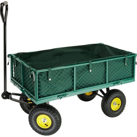 Chariot de jardin Chariot de transport avec des Parois latérales rabattables - vert