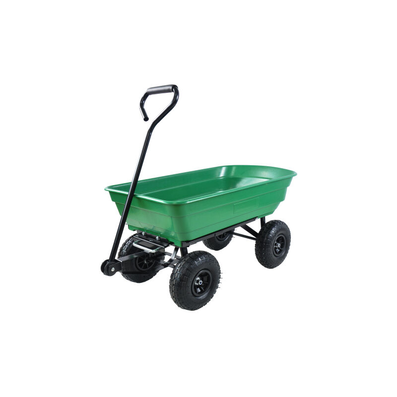 Chariot de jardin 4 roues - 75 litres capacité 135 kg - RWChariot de jardin - Vert