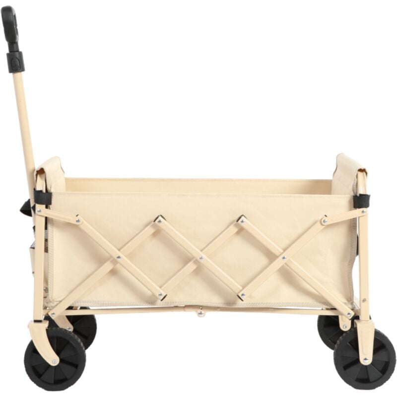 Chariot de jardin 66x41x44.5 cm, avec quatre roues tout-terrain, tissu Oxford 600D, poignée réglable, chariot pliable à quatre roues pour le camping