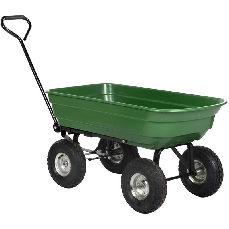 Kz Garden - Chariot de jardin 75L capacité 200kg Benne basculante Chariot de transport Remorque fonction basculement green