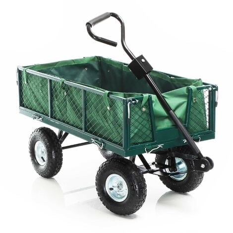Chariot de jardin à main 300kg avec bâche amovible et grilles remorque de transport charette