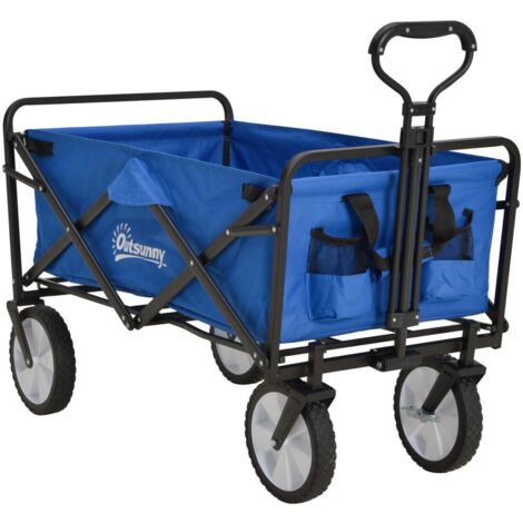 Chariot de jardin-Ballerine-Transport-Plage-Cadre Acier-Toile Oxford-Pliable-100L-93x49x75-100cm